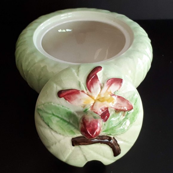 Carlton Ware collectibles Green with Apple Blossom Jam pot Australian design - Picture 5 of 9